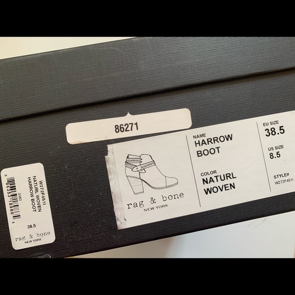 Rag & Bone natural woven harrow boots leather 38.5 - Picture 13 of 15